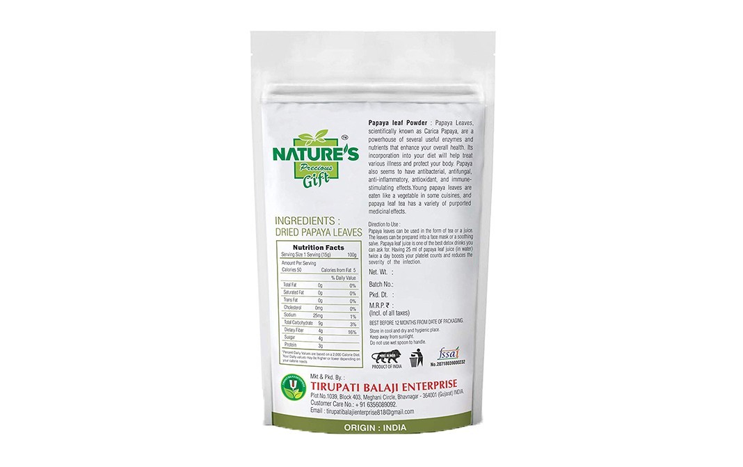 Nature's Gift Papaya Leaf Powder    Pack  250 grams